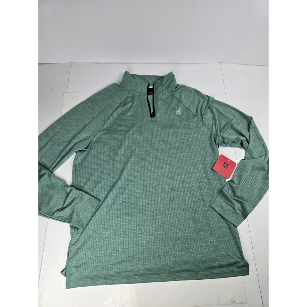 NWOT Spyder Men's Activewear 1/4 Zip Pullover Shirt Long Sleeve Green M Medium